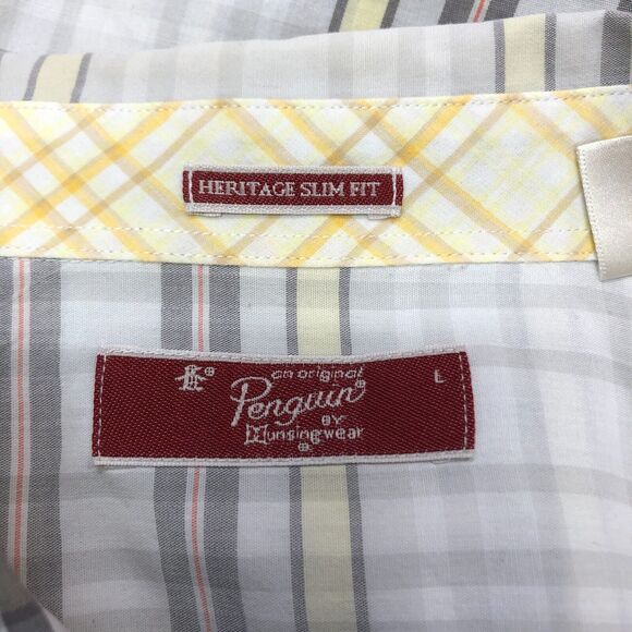 Penguin Men Short Sleeve Button Up Heritage Slim Fit Shirt Size Large M144 -29 - Picture 6 of 12